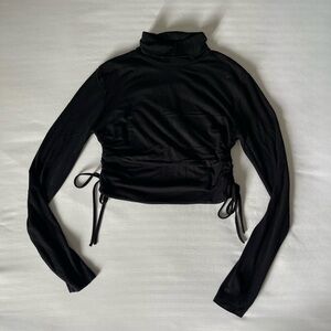 Black Cropped Turtleneck Long Sleeve